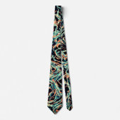 Cravate Rose saumon et vert turquoise (Devant)