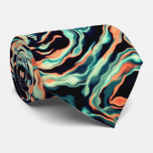 Cravate Rose saumon et vert turquoise (Roulé)