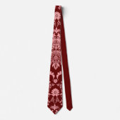 Cravate Rose sur Maroon Damask (Devant)