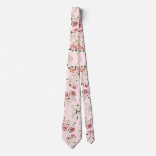 Cravate Rose sur rose Vintage floral (Devant)