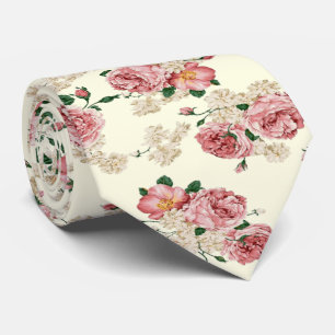 Cravate Rose sur Vintage jaune Floral