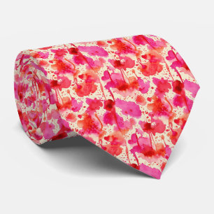 Cravate Rose Vibrant et Rouge Juteux Aquarelle