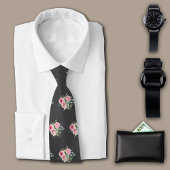 Cravate Rose Vintage Charbon Personnaliser Initiale