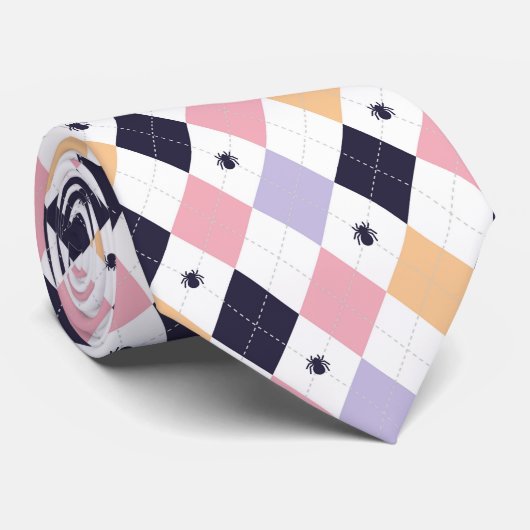 Cravate Rose violet diamant avec araignée (Roulé)