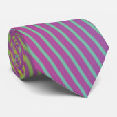 Cravate Rose violet multicolore rayures moderne (Roulé)