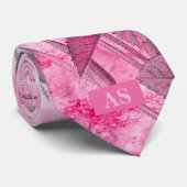 Cravate Roses à Hot Pink Background | Floral Monogram (Roulé)