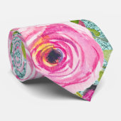 Cravate Roses aquarelles roses et crème sur fond pailleté  (Roulé)