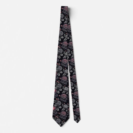Cravate Roses Black Pink  (Devant)