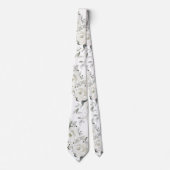 Cravate Roses blanches pures et Mariage d'eucalyptus argen (Devant)