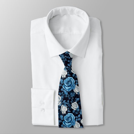 Cravate Roses Bleues Et Blanches (Attaché)