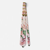 Cravate Roses d'aquarelle avec des rayures de parties (Devant)