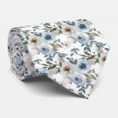 Cravate Roses d'aquarelle bleu (Roulé)