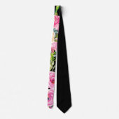 Cravate Roses d'aquarelle en rose et crème sur noir (Dos)