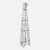 Cravate Roses de Desdias blanc pur et Mariage d'Eucalyptus (Devant)