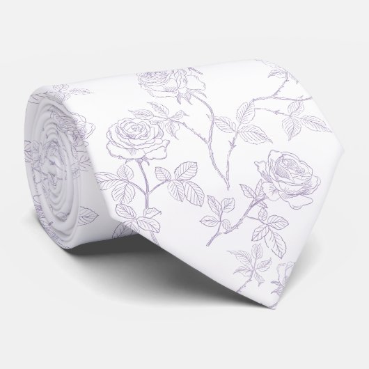 Cravate Roses de lavande blanches délicates (Roulé)