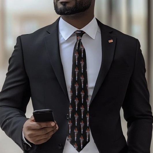 Cravate Roses d'épée de dragon rouge