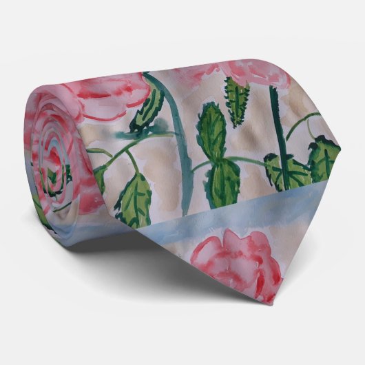 Cravate Roses d'été Abstraits (Roulé)