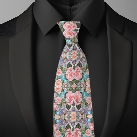 Cravate Roses et galets d'Iridescente