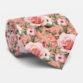 Cravate Roses Fleurs Florales Roses (Roulé)