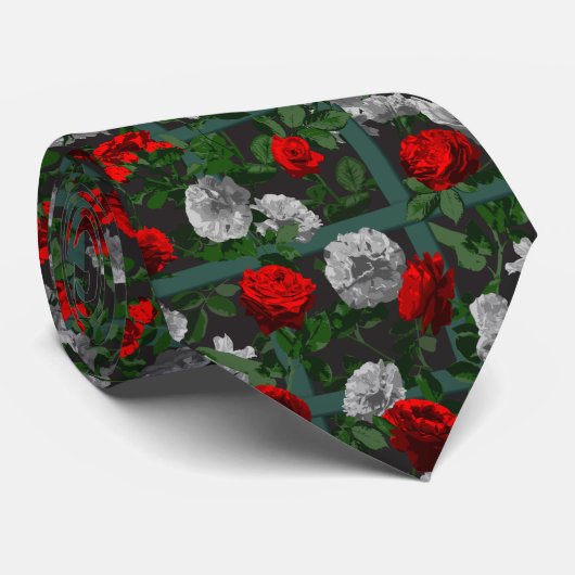 Cravate Roses floraux élégants rouges (Roulé)