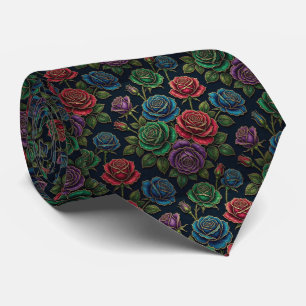 Cravate Roses Jeweltone avec Accents Dorés