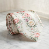 Cravate Roses pastel vintage douces