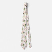 Cravate Roses Pivoines Hydrangeas Aquarelle Blush (Devant)