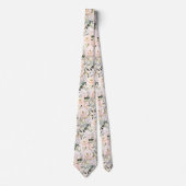 Cravate Roses Pivoines Hydrangeas Aquarelle Blush (Devant)