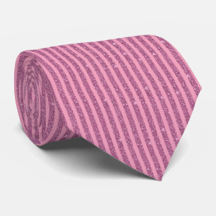Cravate Roses Poudrés Glitter Stripes Verticales Élégantes