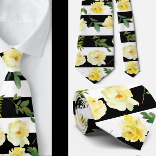 Cravate Roses rayures noires et blanches des garçons d'hon