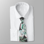 Cravate Roses roses et motif succulent de cactus sur le (Attaché)