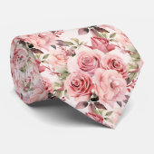 Cravate Roses Roses Roses Fleurs Florales (Roulé)