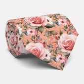 Cravate Roses Roses Roses Fleurs Florales (Roulé)