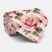 Cravate Roses Roses Roses Fleurs Florales (Roulé)