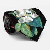 CRAVATE ROSES ROSES ROSES ROSES, BOUTEILLE, FLEURS BLANCHE (Roulé)