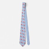 Cravate Roses roses sur motif floral bleu clair (Devant)