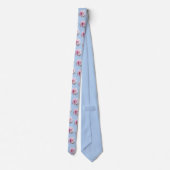 Cravate Roses roses sur motif floral bleu clair (Dos)