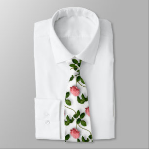 Cravate Roses roses vertes tiges motif sans couture