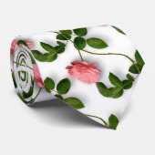 Cravate Roses roses vertes tiges motif sans couture (Roulé)