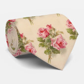 Cravate Roses roses vintages (Roulé)