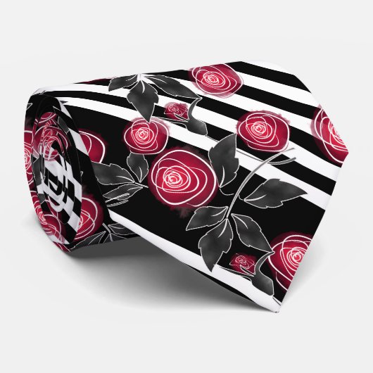 Cravate Roses rouges (Roulé)