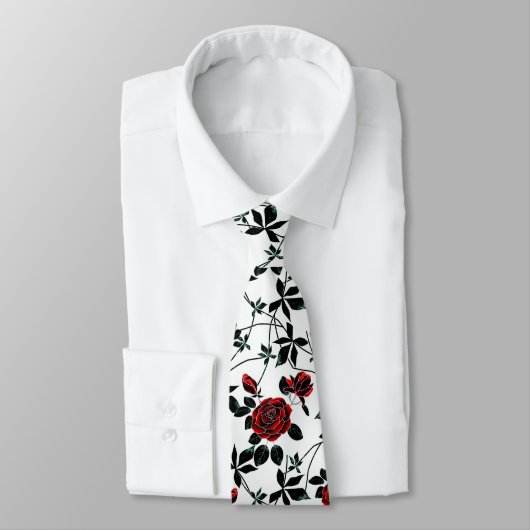 Cravate Roses rouges. (Attaché)