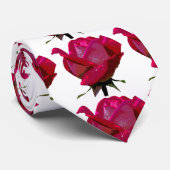 Cravate roses rouges blancs (Roulé)