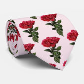 Cravate Roses rouges et feuilles (Roulé)