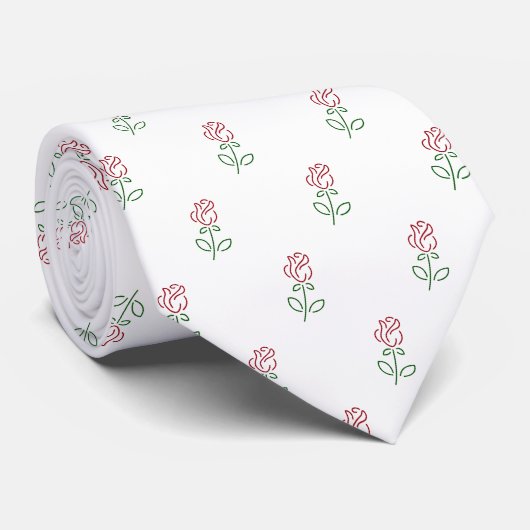 Cravate Roses Rouges, Motif De Roses, Fleurs (Roulé)