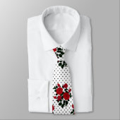 Cravate Roses rouges sur un arrière - plan à pois de polka (Attaché)