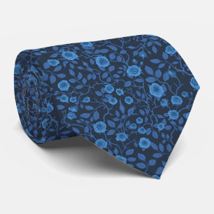 Cravate Roses sauvages en bleu