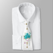 Cravate Roses turquoise avec touches (Attaché)