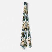 Cravate Roses Vintage Romantiques Blanc Bleu (Devant)