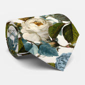 Cravate Roses Vintage Romantiques Blanc Bleu (Roulé)